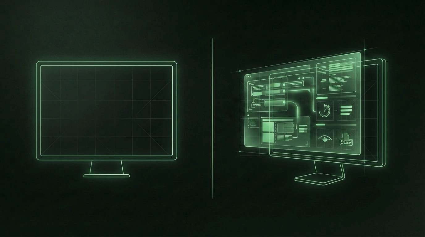 Comparison of a clean shared screen versus the translucent Cluely overlay that the camera and screen share cannot capture