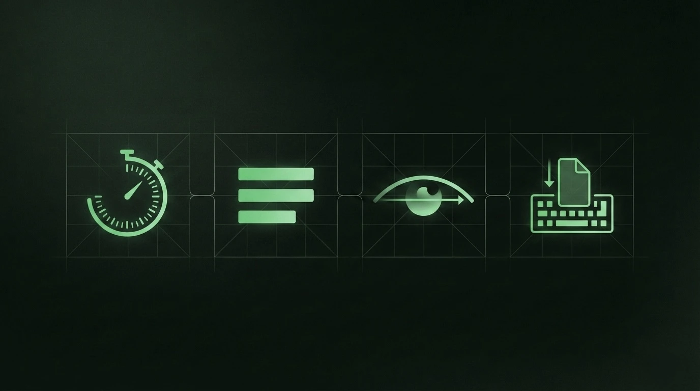 Four signals that reveal Cluely use in interviews: uniform answer latency, over-structured answers, off-screen reading gaze, and paste blocks