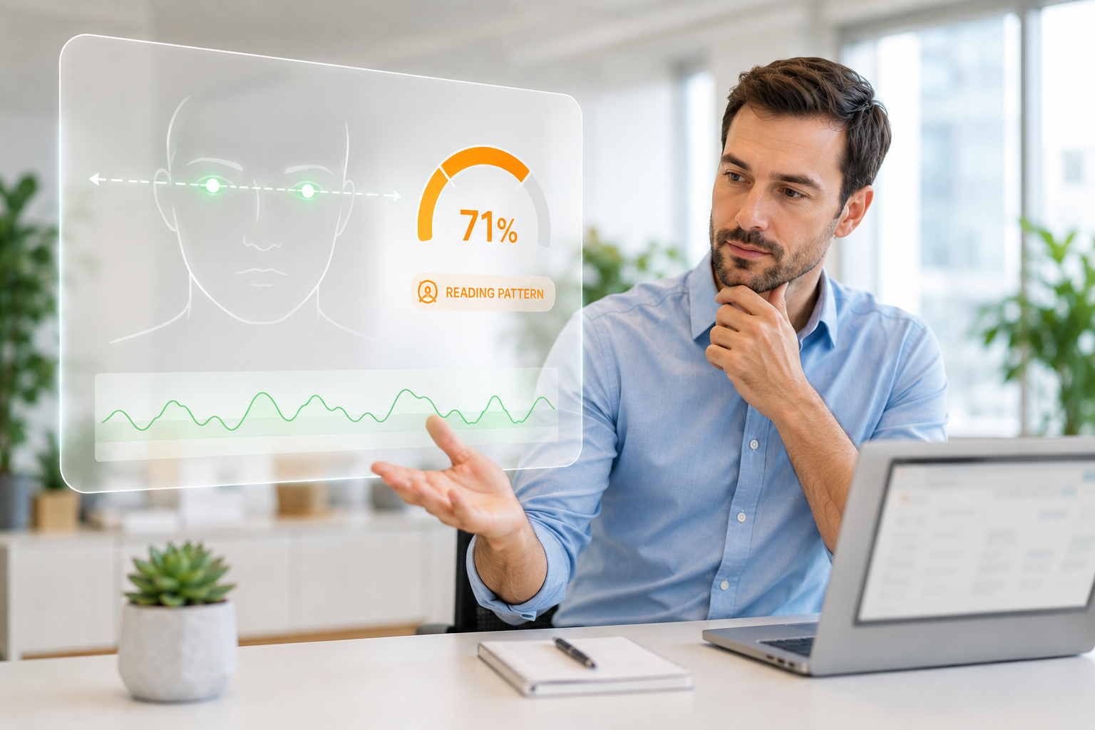Reading gaze patterns — a Trueyy interviewer using the detection view