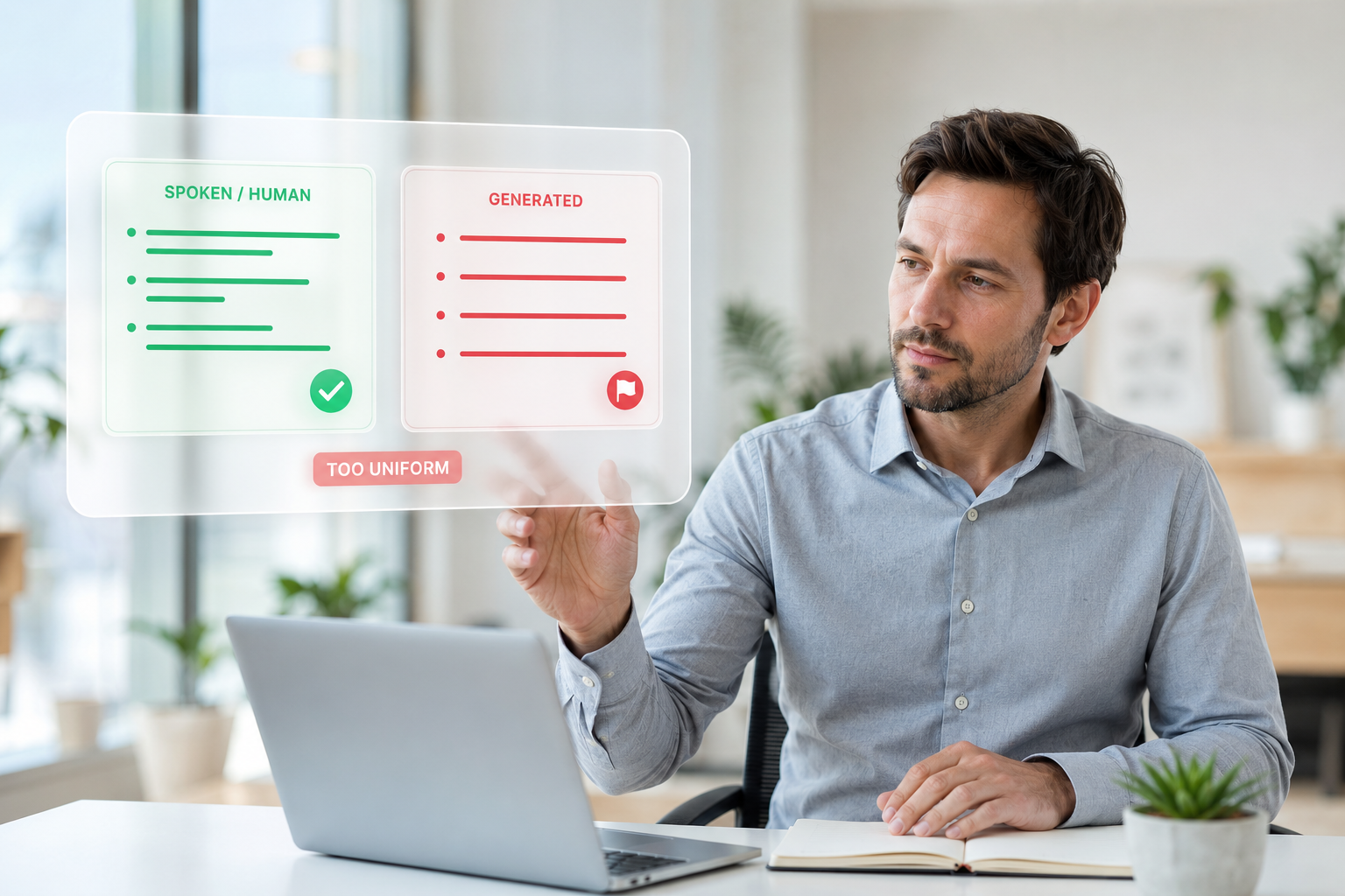 Answer structure analysis — a Trueyy interviewer using the detection view